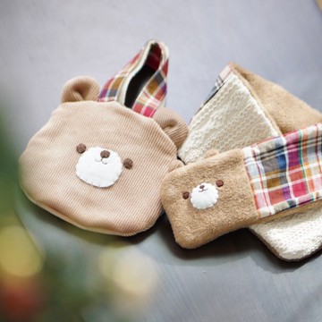 小熊兒童圍巾和迷你包套裝