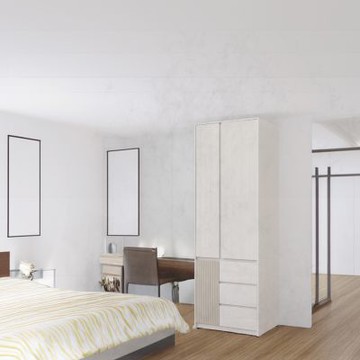 文創集 科蕭利2.7尺三門三抽加高衣櫃-80x60x242cm免組