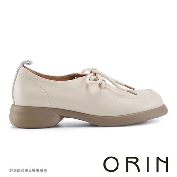 ORIN 真皮百搭綁帶厚底德比鞋 米色 #25657