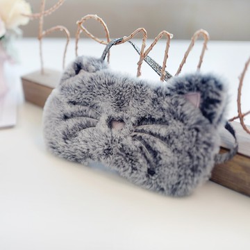 午睡眼罩 眼罩 睡覺眼罩 可愛少女心毛小兔絨尖褪色貓咪絲滑助眠眼罩 可愛午睡遮光眼罩【MJ20107】