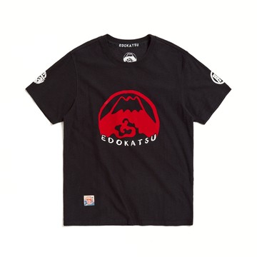 江戶勝｜男裝｜經典紅印花植絨短袖T恤