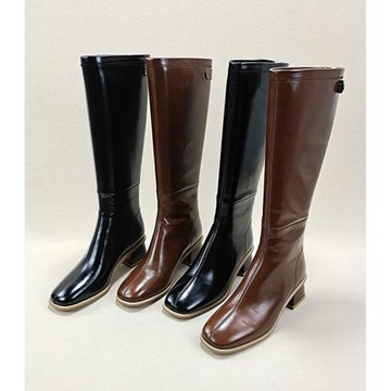 秋冬時尚后拉鏈方頭中跟長靴女真皮不過膝騎士靴2025新款高筒靴