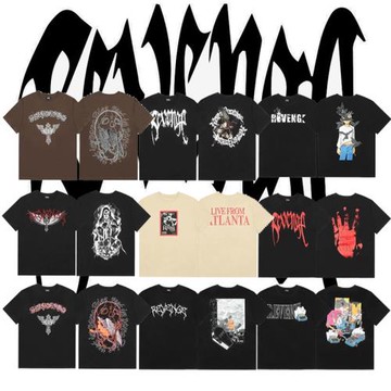 REVENGE FOG 復仇者動漫閃電logo字母吸煙男人像涂鴉印花 短袖T恤