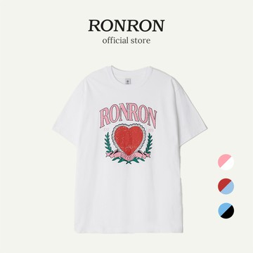 [RONRON] RONRON HEART LAUREL OVER FIT T SHIRT / 2色任選_韓國官方直送
