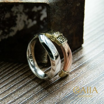 S925。古蘊金紋 銀戒 | GO