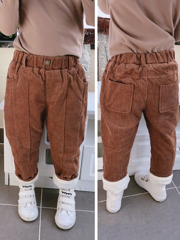 秋冬季新款男女童百搭加絨加厚休閑褲 中小童寬松舒適蘿卜褲1入