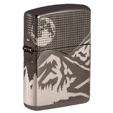 Zippo Armor Mountain Design Black Ice Pocket Lighter, one Size