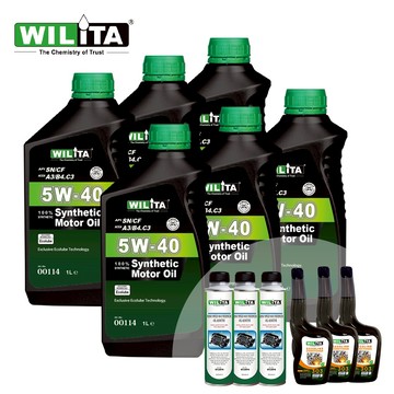 【54折專案組】5W40極致節能全合成機油6+3+3特惠保養組(5W40x6+機油精x3+汽/柴油精x3)