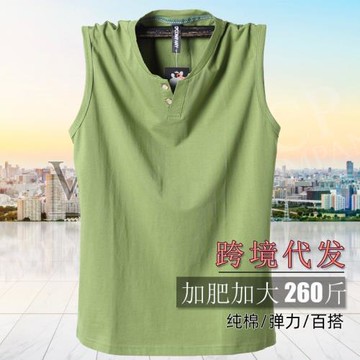 3039無袖背心 加肥加大運動彈性背心 無袖T恤 肥佬砍肩短袖T恤男