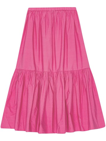 GANNI - ruffled organic-cotton midi skirt - women - Organic Cotton - 42 - Pink