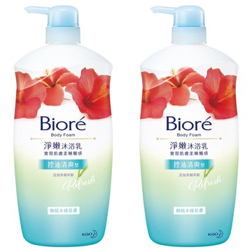 Biore 蜜妮 淨嫩沐浴乳 控油清爽型 熱情木槿花香  1kg  2瓶