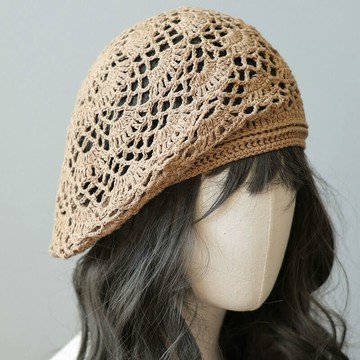 復古鏤空鉤花貝雷帽253307