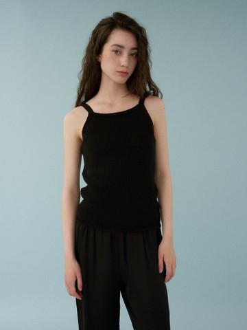 Sea Cotton Sleeveless Knit [Black]