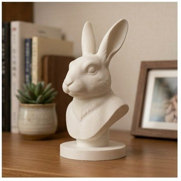 荷蘭兔 3D 列印胸像 白色 PLA 雕塑 擺飾 居家裝飾