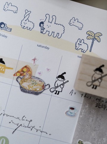 糖葫蘆女孩 (吃飯) 木質手帳印章