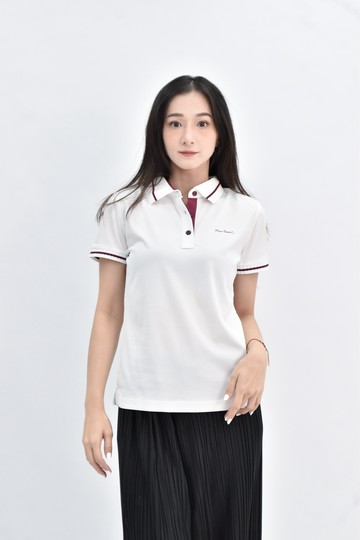 (S) pierre cardin 翻領polo白色短袖上衣
