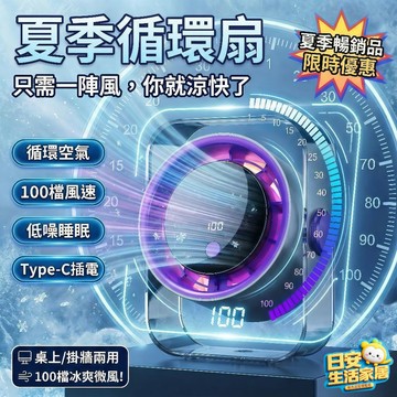 ❄️夏日必備🌬️Type-C插電 宿舍必備循環扇 100檔風速 低噪安靜 數字顯示 桌上壁掛兩用 空氣循環扇 桌上風扇