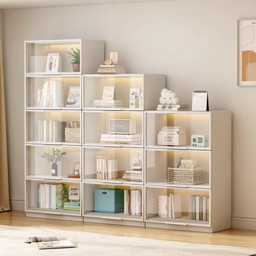 玻璃櫃 開發票 免運 手辦展示櫃落地樂高積木收納櫃玩具模型陳列櫃家用透明防塵玻璃櫃LL126公司貨