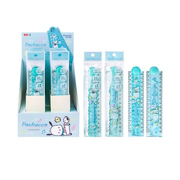 卡通多功能繪圖折疊尺-卡通人物帕恰狗-藍綠色 (展開可量30cm)