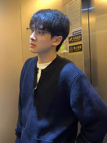 藏青色針織開衫外套男款秋冬高級感韓系慵懶風cleanfit棒球領毛衣【步行者戶外生活館】