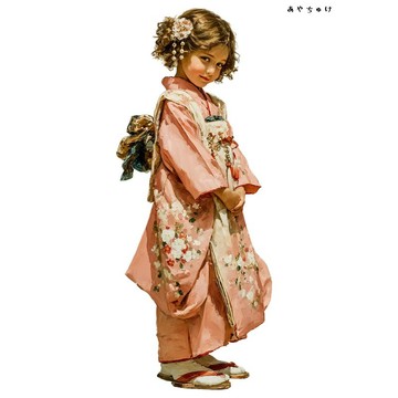 【12月新品4】07-114-0137 人物貼紙 和服復古