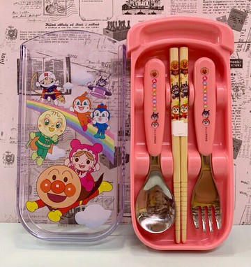 【震撼精品百貨】麵包超人 Anpanman 麵包超人攜帶型餐具組-粉#17422 震撼日式精品百貨