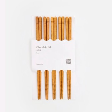 艾禮思原木筷x5入 線條原色