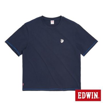 EDWIN 男裝 小骷髏寬版短袖T恤-丈青色