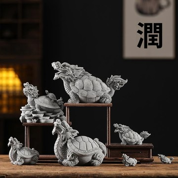 免運費🚀天然青砂石創意龍龜 玄武 烏龜 桌面茶寵擺件 園藝盆景 魚缸造景 工藝裝飾品 招財開運 風調雨順🔥XBH
