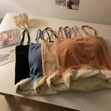 保暖雙肩帶小背心女冬季加絨加厚學生一體胸墊防寒發熱打底衫【倪醬小鋪】