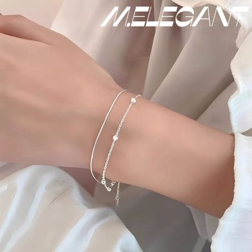 M.e.【24H出貨】韓版925銀蛇骨鏈雙層手鍊 秀氣雙層手鍊 銀手鍊