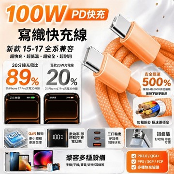 編織快充線 快速充電線 手機充電線 傳輸線 數據線 PD快充線 頻果PD快充 安卓 type-c 快充線 車載充電線