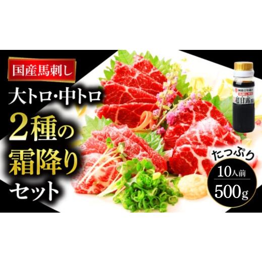 ふるさと納税 熊本県 宇城市 国産 熊本馬刺し 2種の霜降り 贅沢食べ比べセット 合計500g 大トロ 中トロ 馬肉