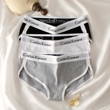 運動內褲女純棉字母寬邊底褲頭短褲中性女士中腰三角褲大碼