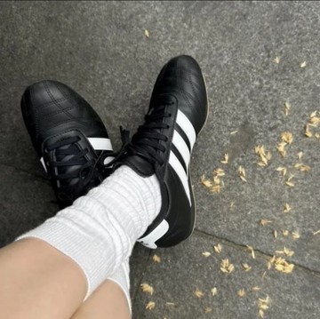 ADIDAS 休閒鞋 TAEKWONDO LACE W 黑白 皮革 復古 跆拳道鞋 女 JS1193