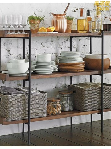 【復古鐵藝實木】落地書架 置物架 書櫃 客廳書架 隔板架 多層收納架 美式鄉村風 開放式設計 穩固耐用 客廳臥室書房通用