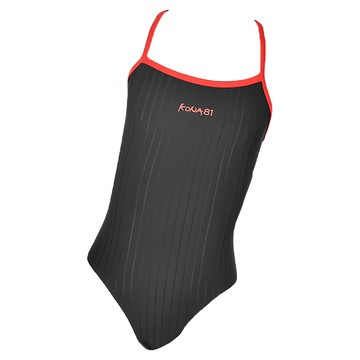 KONA81 酷吶81 女童款連身三角泳衣  Black + Red  120