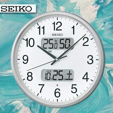 日本進口精工電波掛鐘Seiko客廳溫濕度臥室客廳裝飾自動對時圓形