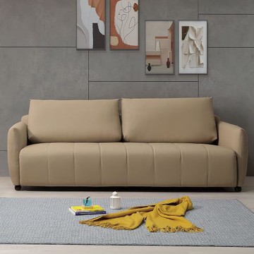 Boden-布洛爾卡其色乳膠皮革沙發三人座/沙發椅