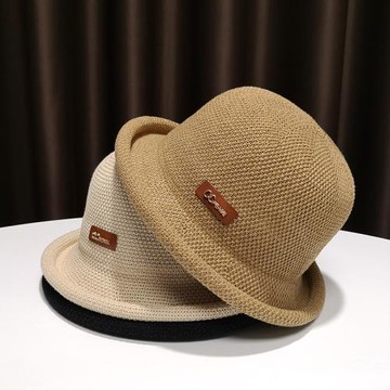 洋氣禮帽2025新款女士小香風成人法式復古女帽休閑短檐潮棉麻盆帽