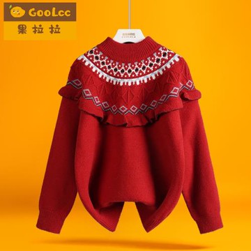 新年裝女童紅色毛衣12歲大女孩本命年服2025新款兒童加厚針織衫冬