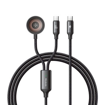 貝塔系列60W2合1數據線C to C+蘋果手錶無線充線長1.2m CA220 黑色