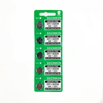 【SII精工】SR1130SW鈕扣型390氧化銀 電池 5顆排裝(1.55V無汞)