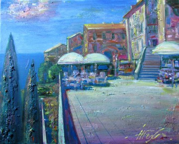 Summer painting Seascape oil painting Santorini Italy landsc