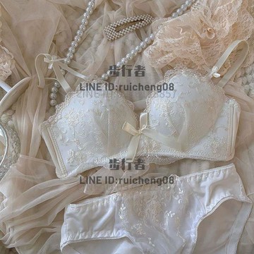 成套內衣褲 蕾絲內衣夏季薄款女日系少女甜美小胸無鋼圈舒適透氣文胸套裝【步行者戶外生活館】