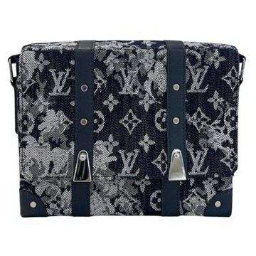 二手品 LV 丹寧雪花郵差斜背包