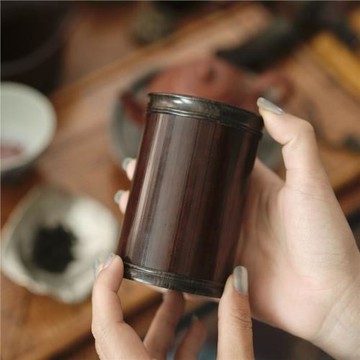 老煤竹茶葉罐便攜式茶葉筒茶倉竹罐子茶具配件