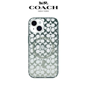 【COACH】iPhone 15 (iPhone16e通用)MagSafe 精品手機殼 軍綠經典大C