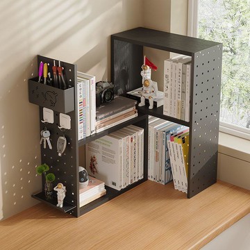 【台灣公司 可打統編】可伸縮桌面書架洞洞板書桌收納簡易靠墻轉角組合置物架木質辦公 h8157