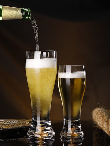 創意手工金箔啤酒杯家用無鉛水晶玻璃輕奢酒杯冷飲杯個性精釀杯子